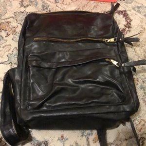 Black vegan leather backpack/purse